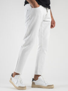 ESTASI Jeans basic 100% cotone senza rotture MANCINI Bianco2