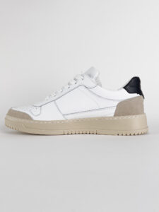 ESTASI Sneakers bianche sportive Made In Italy con inserti beige e tallone nero DIEGO1