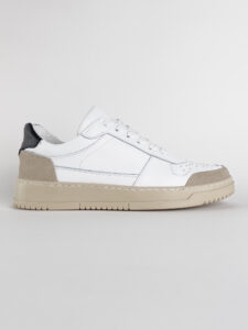 ESTASI Sneakers bianche sportive Made In Italy con inserti beige e tallone nero DIEGO2