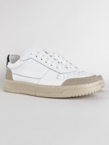 ESTASI Sneakers bianche sportive Made In Italy con inserti beige e tallone nero DIEGO3