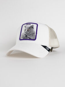GOORIN BROS Cappellino bianco con patch bianca stampa gatto DIVA3