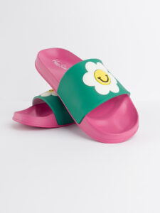 HAPPY SOCKS Ciabatte Slider Smiley Daisy Rosa3