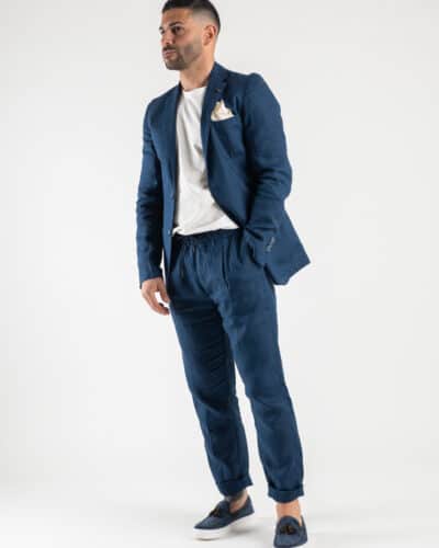 OVER D Giacca elegante da abito 100 lino OE1S2S3G09 Blu5 Nuovi Arrivi