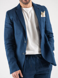 OVER-D Giacca elegante da abito 100% lino OE1S2S3G09 Blu9