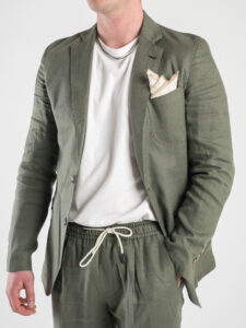 OVER-D Giacca elegante da abito 100% lino OE1S2S3G09 Verde Militare4