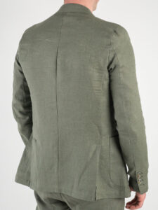 OVER-D Giacca elegante da abito 100% lino OE1S2S3G09 Verde Militare5