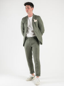 OVER-D Giacca elegante da abito 100% lino OE1S2S3G09 Verde Militare6