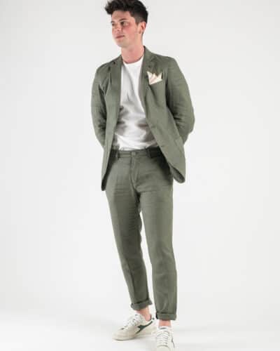 OVER D Giacca elegante da abito 100 lino OE1S2S3G09 Verde Militare6 Nuovi Arrivi
