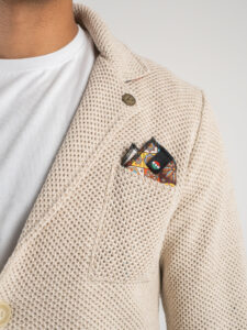 V2 Giacca in maglia leggera in cotone con pochette GUOPE Beige1