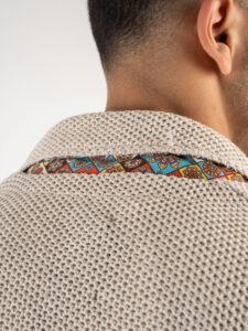 V2 Giacca in maglia leggera in cotone con pochette GUOPE Beige3
