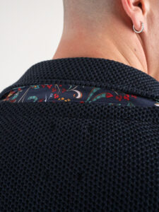 V2 Giacca in maglia leggera in cotone con pochette GUOPE Blu5