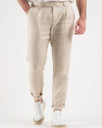 ALTATENSIONE Pantalone da abito 100 Lino con pinces 2225MP WESTON Beige 1 Nuovi Arrivi