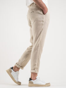 ALTATENSIONE Pantalone da abito 100% Lino con pinces 2225MP WESTON Beige (3)