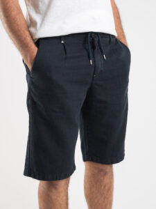 BERNA Bermuda con coulisse in misto lino 230155 Navy222