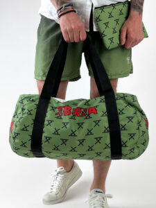 BERNA Borsone verde stampa loghi pattern 220291