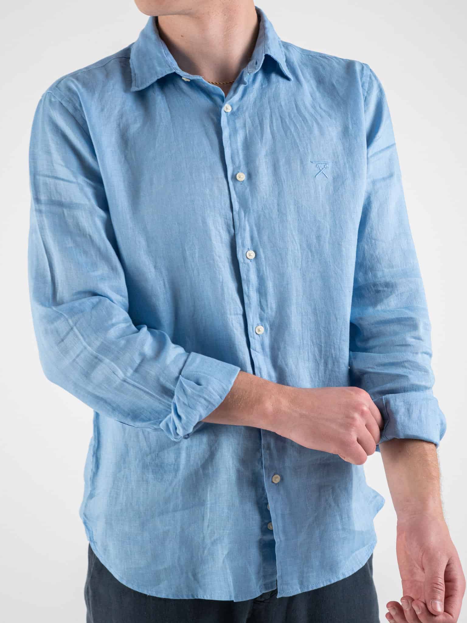 BERNA Camicia in lino con colletto 243199 Cielo Prezzo 39 50 Estasi Fashion