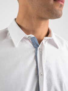 BERNA Camicia basica misto cotone con colletto 220079 Bianca1