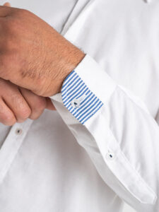 BERNA Camicia basica misto cotone con colletto 220079 Bianca2