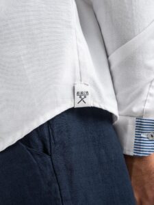 BERNA Camicia basica misto cotone con colletto 220079 Bianca3
