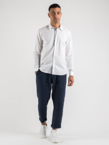 BERNA Camicia basica misto cotone con colletto 220079 Bianca4