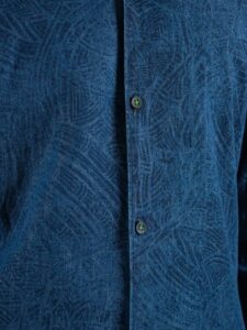 BERNA Camicia in jeans lavorata in fantasia foglie 220351 Blu5