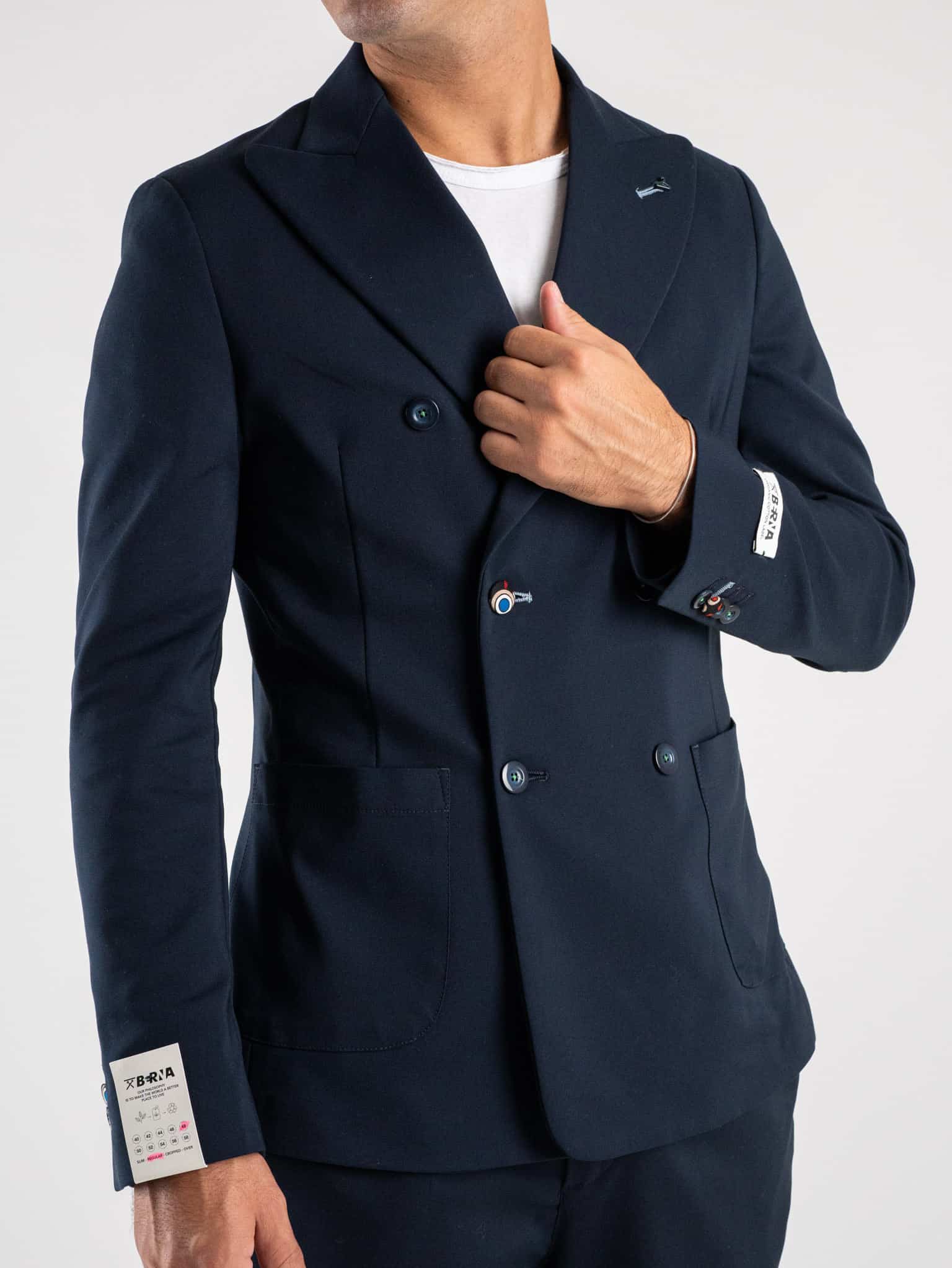 BERNA Giacca doppiopetto da abito 220185 Blu Prezzo 93 50 Estasi Fashion