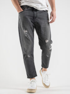 BERNA Jeans carrot slavato con rotture 220312 Grigio3