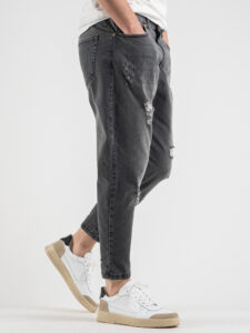 BERNA Jeans carrot slavato con rotture 220312 Grigio4