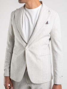 BERNA Pantalone da abito gessato in misto lino 230283 Grigio10