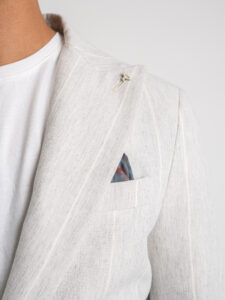 BERNA Pantalone da abito gessato in misto lino 230283 Grigio8