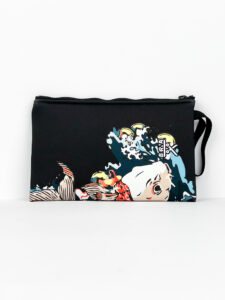 BERNA Pochette nera stampa giapponese 220270