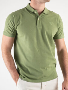 BERNA Polo basica in cotone con cucitura logo 220007 Verde1