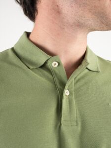 BERNA Polo basica in cotone con cucitura logo 220007 Verde2