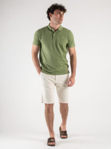 BERNA Polo basica in cotone con cucitura logo 220007 Verde4