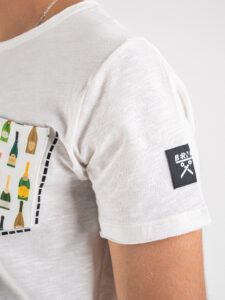 BERNA T-shirt basica con taschino fantasia champagne 230077 Bianca3