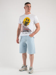BERNA T-shirt con stampa frontale e spacchi laterali 230441 Bianca1