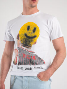 BERNA T-shirt con stampa frontale e spacchi laterali 230441 Bianca2