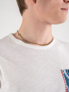 BERNA T-shirt in cotone con taschino in fantasia azzurro 230084 Bianca2