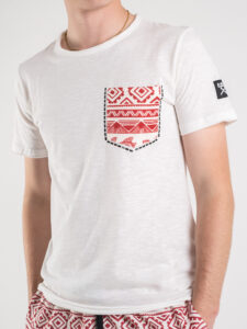 BERNA T-shirt in cotone con taschino stampa tartaruga 230074 Bianca1