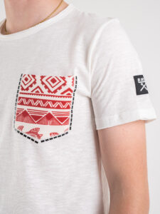 BERNA T-shirt in cotone con taschino stampa tartaruga 230074 Bianca3