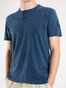 BERNA T-shirt serafino in cotone 230189 Denim1