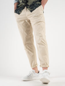 BL11 Pantalone cropped in cotone leggero con laccio in vita e pinces PIPPO Beige1