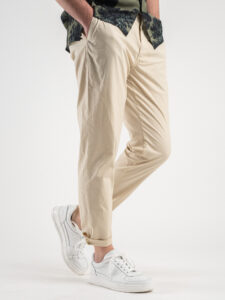 BL11 Pantalone cropped in cotone leggero con laccio in vita e pinces PIPPO Beige2
