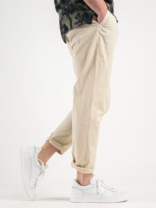 BL11 Pantalone cropped in cotone leggero con laccio in vita e pinces PIPPO Beige3