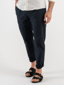 BL11 Pantalone cropped in cotone leggero con laccio in vita e pinces PIPPO Blu3