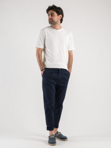 ESTASI Pantalone comodissimo leggero con pinces ed elastico in vita BECKHAM Blu1