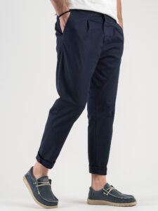 ESTASI Pantalone comodissimo leggero con pinces ed elastico in vita BECKHAM Blu2