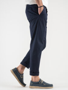 ESTASI Pantalone comodissimo leggero con pinces ed elastico in vita BECKHAM Blu3