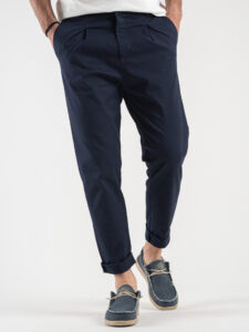 ESTASI Pantalone comodissimo leggero con pinces ed elastico in vita BECKHAM Blu5