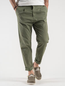 ESTASI Pantalone comodissimo leggero con pinces ed elastico in vita BECKHAM Verde4